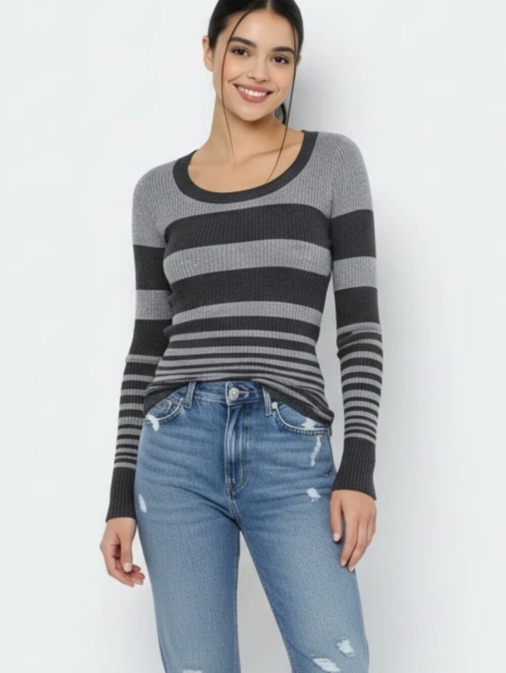Vintage Y2K Mudd Striped Ribbed Long Sleeve Shirt